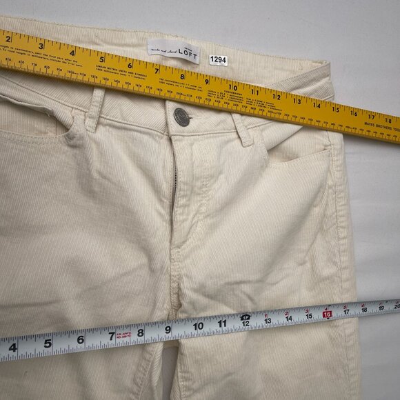 Loft Ann Taylor Corduroy Curvy Skinny  Pants Cuffed Hem Stretch Cream Women's 26 - Picture 8 of 13